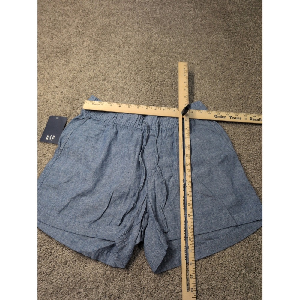 Gap Womens Small Blue Crosshatch Linen Blend Elastic Waist Drawstring Shorts NEW - Picture 6 of 10